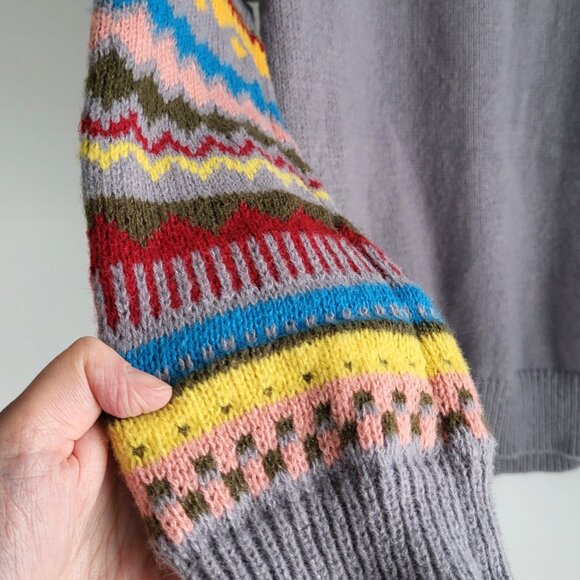 Knit Sweater • Multicolor Nordic Pattern • Size L - Picture 3 of 7